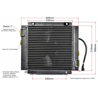 Chłodnica oleju ST60 powietrzna z wentylatorem 12V 130L/min