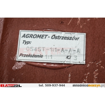 Przekładnia kątowa PK0545 AGROMET Ostrzeszów przełożenie 1:1 potrójna