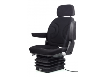 Siedzenie (fotel) pneumatyczny do ciągnika 12V + podłokietniki materiałowy