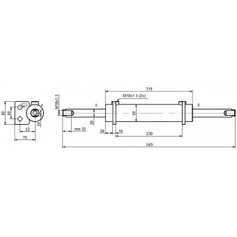 Siłownik hydrauliczny wspomagania poprzeczny URSUS,ZETOR 2x100mm